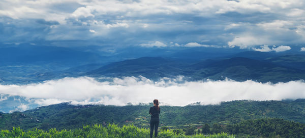 Scenic view of mountains against sky