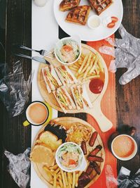Close-up of breakfast served on table
