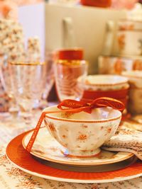 Close-up of drink served on table