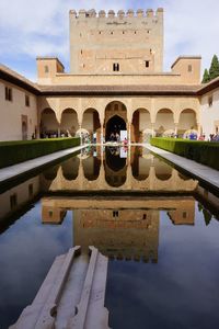 Reflection of building in water