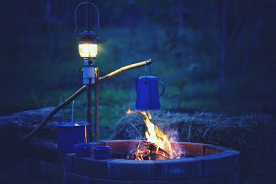 Close-up of fire at night