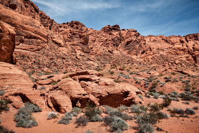 Scenic view of rocky mountains against sky