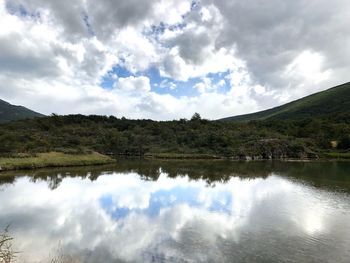 Scenic view of lake against sky