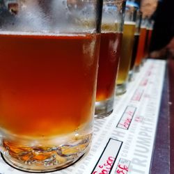 Close-up of beer glass