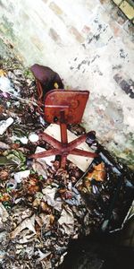 Close-up of abandoned garbage