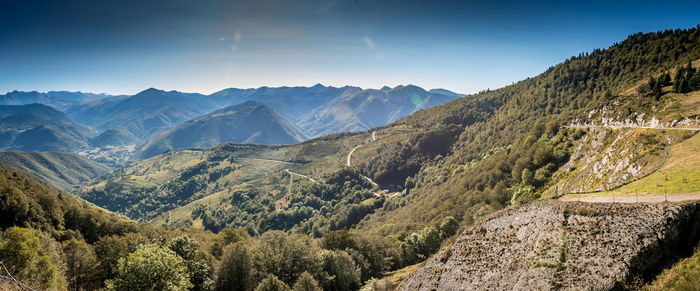 Scenic view of mountains against clear sky