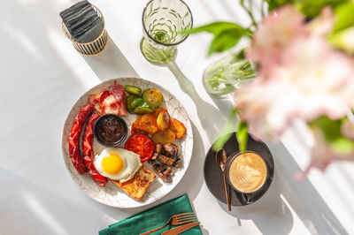 High angle view of food on table