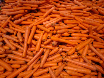 Full frame shot of carrots for sale at market stall