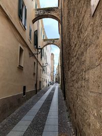 Narrow alley amidst buildings in city