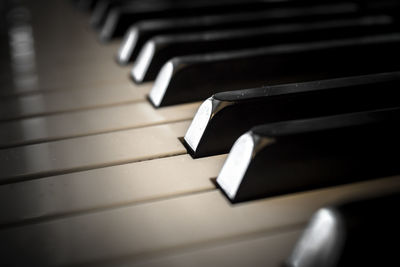 Close-up of piano keys