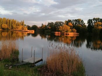 Scenic view of lake against sky