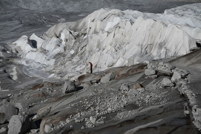 High angle view of frozen landscape