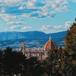 View of city against cloudy sky