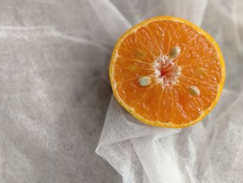 High angle view of orange slice