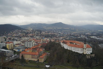 High angle view of townscape against sky