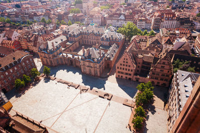 High angle view of buildings in city