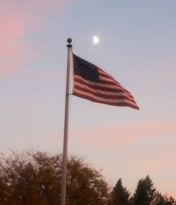 Low angle view of flag against clear sky