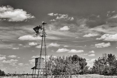 Derelict windmill and clouds