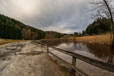 Scenic view of lake against sky