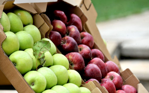 Full frame shot of apples in basket for sale