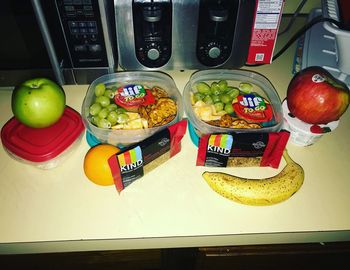 High angle view of apples on table