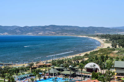 Scenic view of sea against clear sky