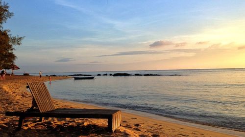 Scenic view of sea at sunset