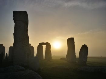 Stone structure at sunset