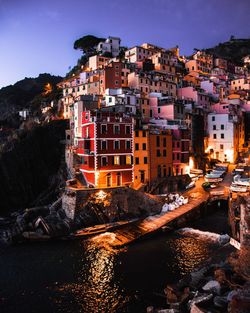 High angle view of buildings in city