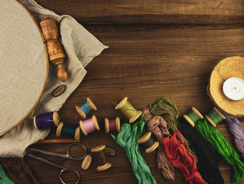 High angle view of food on table