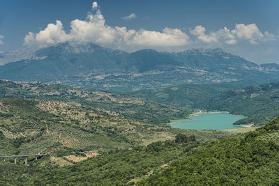 High angle view of landscape against sky