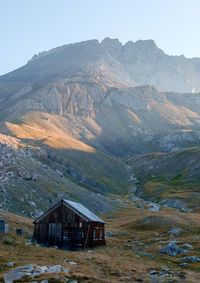 Scenic view of mountains against clear sky