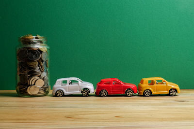 Toy car on table