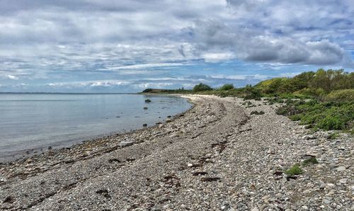 Scenic view of sea against cloudy sky