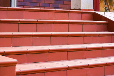 Steps made of brown clinker tiles . cottage porch