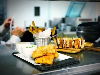 Close-up of food in plate on table