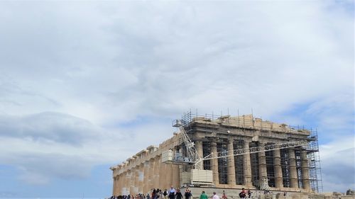 Greek antiquity. 2,500-year-old parthenon marble temple on the acropolis.  doric columns.
