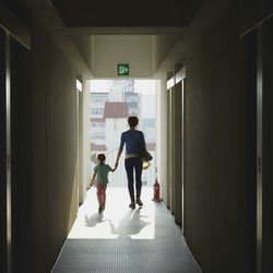 Family in corridor