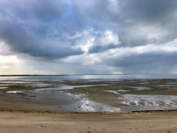 Scenic view of beach against sky