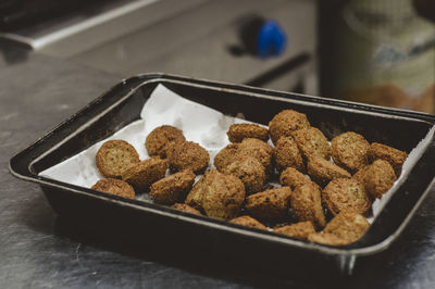 High angle view of food on table