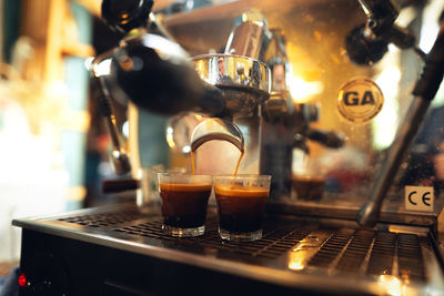 Close-up of coffee in cafe