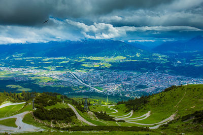 Aerial view of dramatic landscape