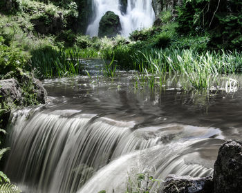 Close-up of waterfall in park