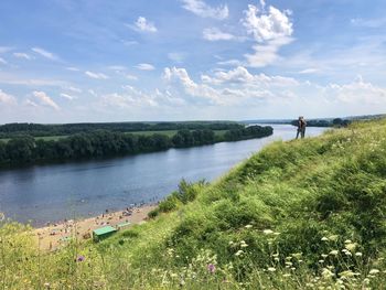Scenic view of lake against sky