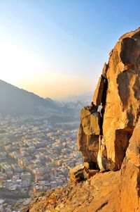 Scenic view of mountains against clear sky