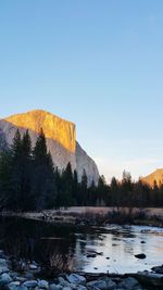 Scenic view of mountains against clear sky