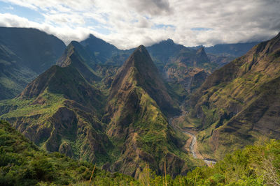 Scenic view of mountains against sky