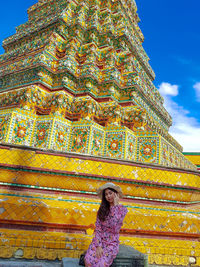 Low angle view of woman in temple