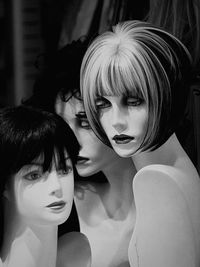 Close-up portrait of woman wearing mask