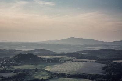 High angle view of landscape against sky